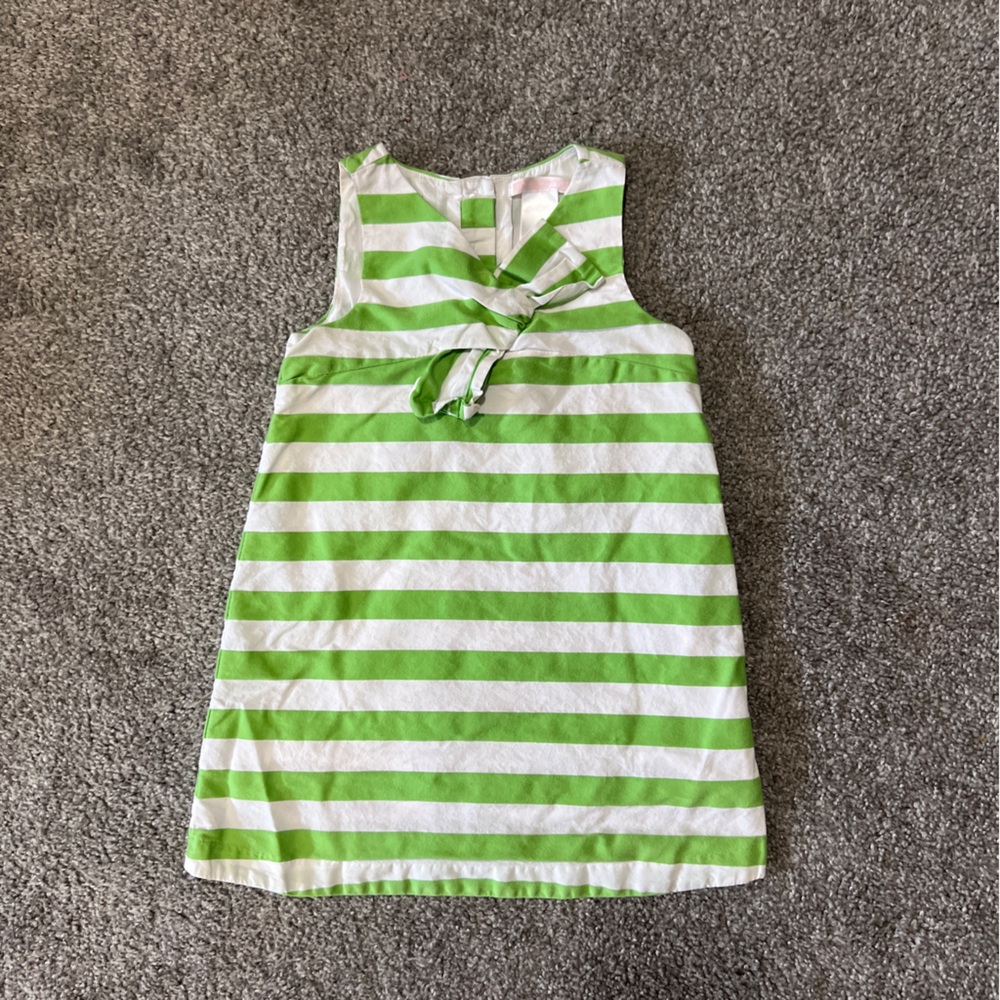 Janie and Jack dress girls 2T green white stripes sleeveless classic summer - Picture 1 of 13